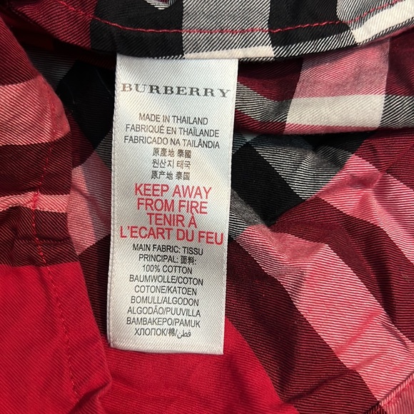 EUC Burberry Boys Dress Button Shirt Red 24m - Picture 4 of 4